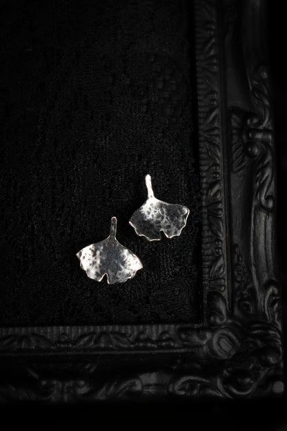 EKRJ524 Little Ginkgo Leaves Handmade Silver Earrings