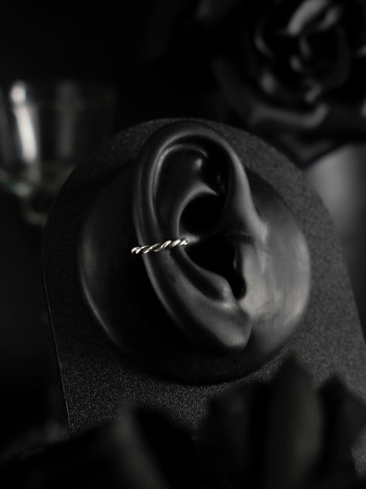 EKRJ829 2mm Twist Sterling Silver Ear Cuff / No piercing needed