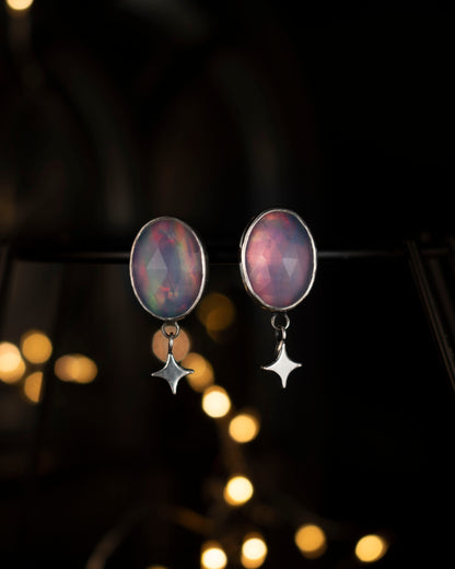 EKRJ887 Aurora Opal Silver Earrings