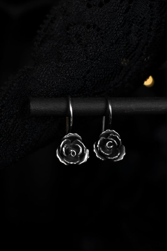 EKRJ923_Small Blooming Rose(11mm) Silver Earrings