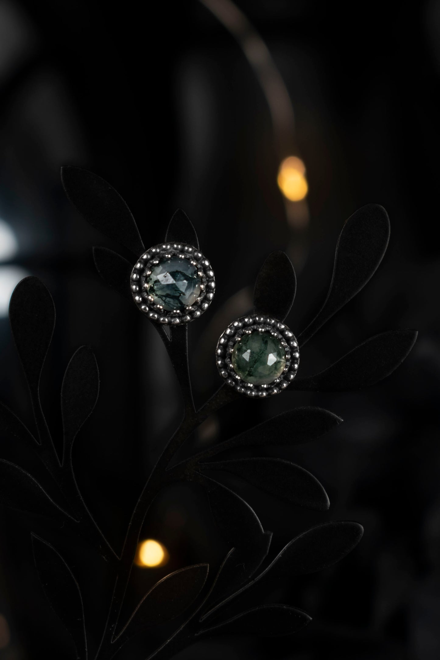 EKRJ935 Moss Agate Silver Earrings