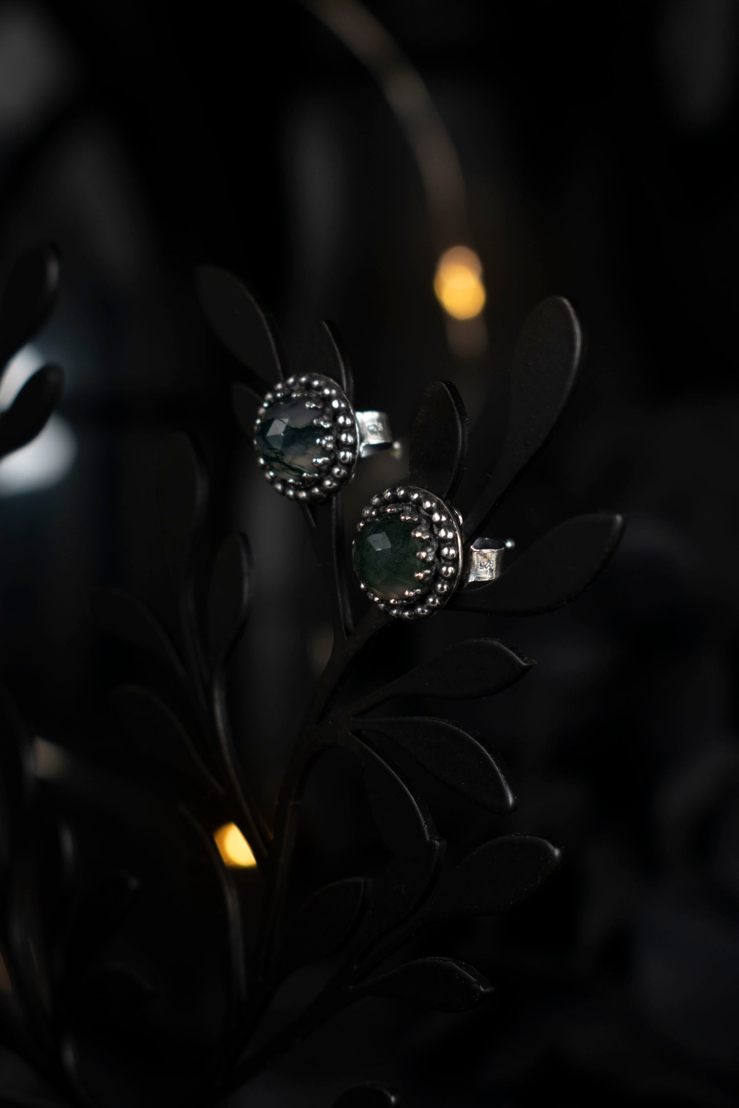 EKRJ935 Moss Agate Silver Earrings