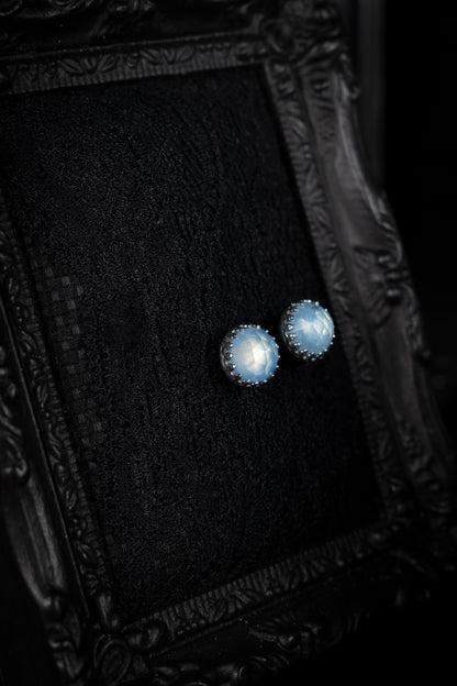 EKRJ949 Natural Aquamarine Minimalist Stud Silver Earrings