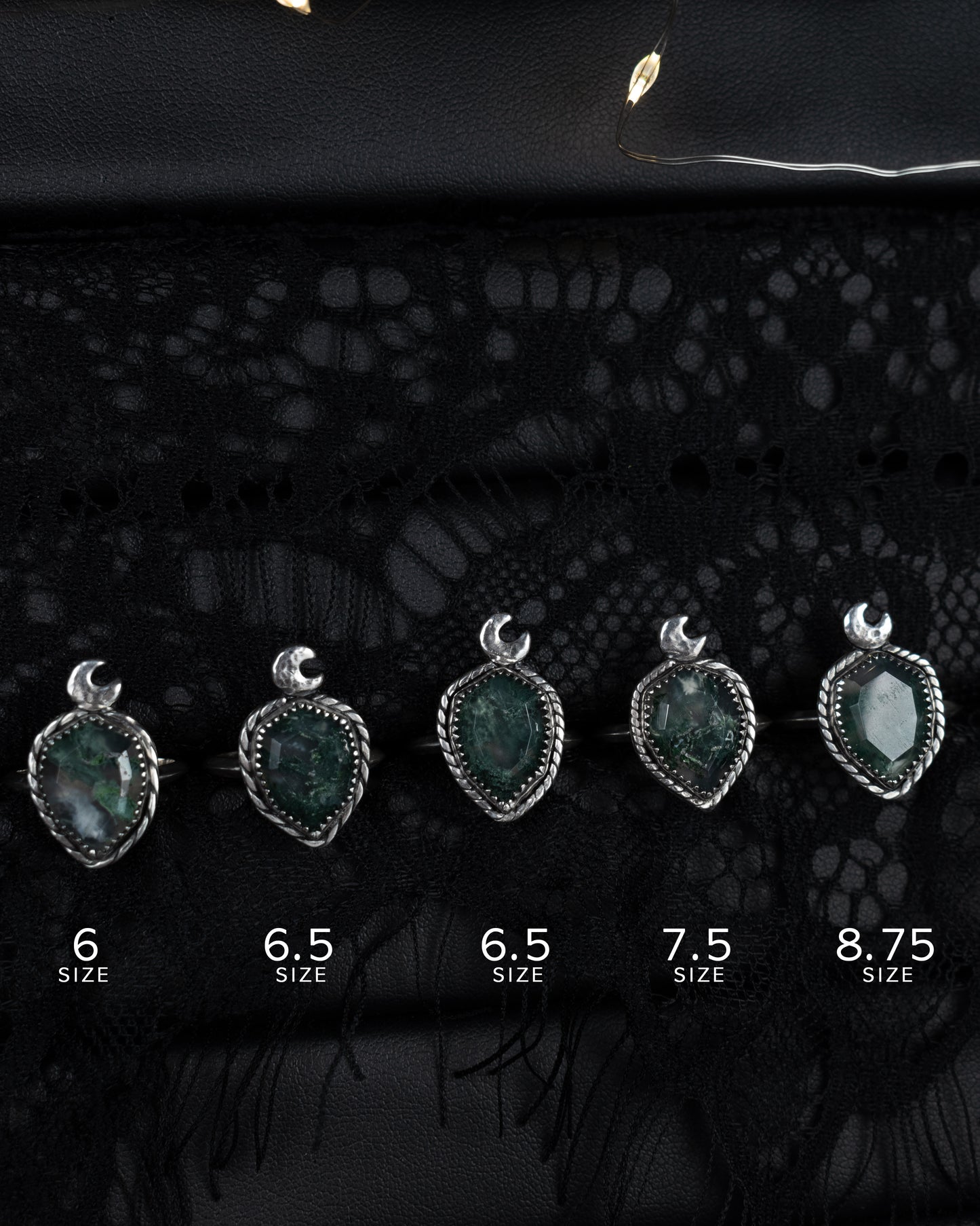 EKRJ956_ Moon & Moss Agate Silver Rings